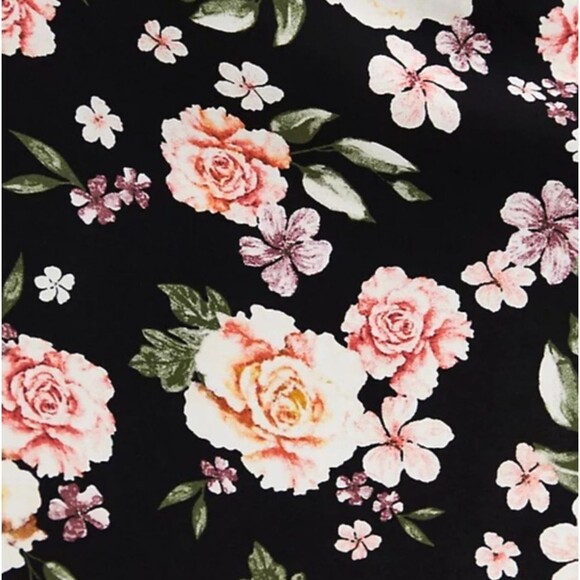 Torrid Plus Size 2x 18 20 Black Floral Challis Trapeze Dress Sleeveless Pockets - Picture 4 of 12